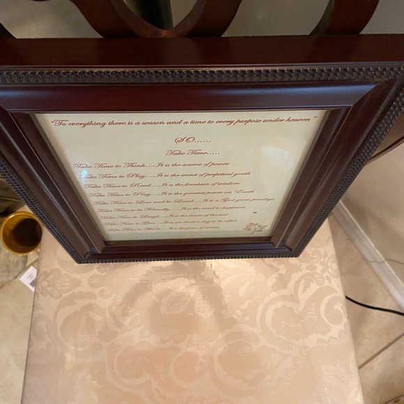 Mahogany wooden frame says Take Time To:Think,Play,Read,Love,Friendly,Give,Work - Picture 2 of 9